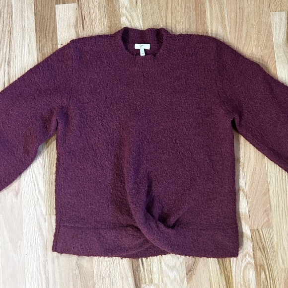 JOIE stavan nubby sweater knot detail wool blend blackberry size M - Picture 3 of 10